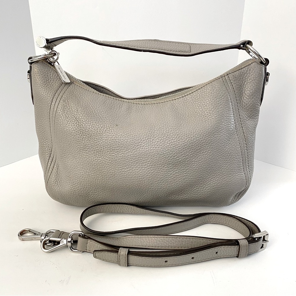 Michael Kors Fulton Medium Convertible Soft Pebbled Leather Handbag Pearl Gray